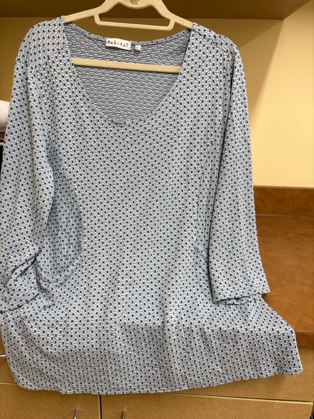 Habitat Textured Knit Top XXL Blue Black Patterned Stretch 3/4 Sleeve Tunic